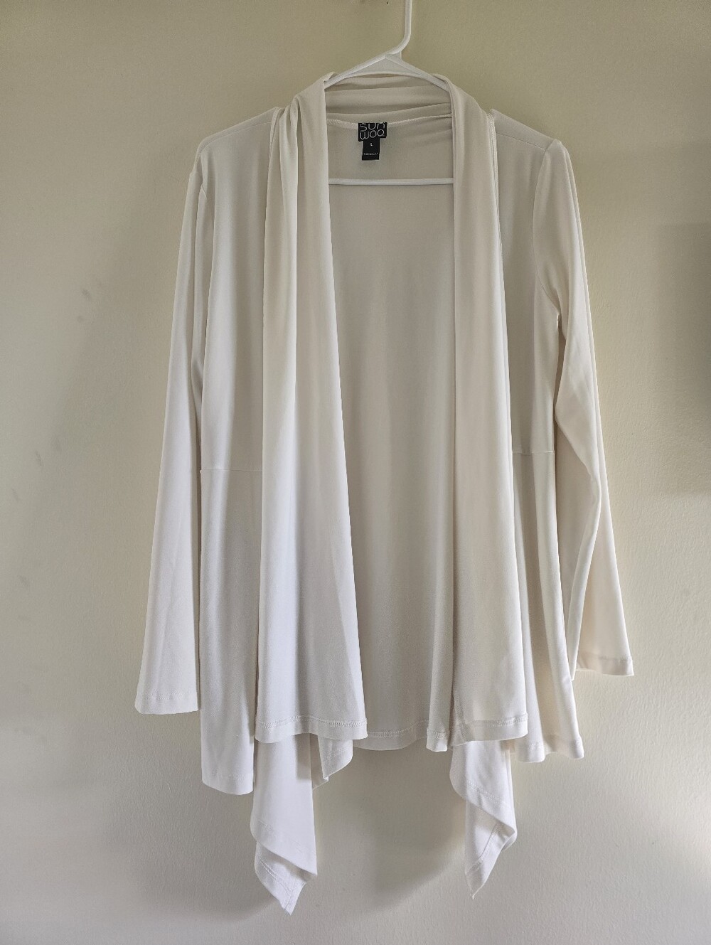 Clara Sun Woo Drape Tunic Cardigan White Size Large